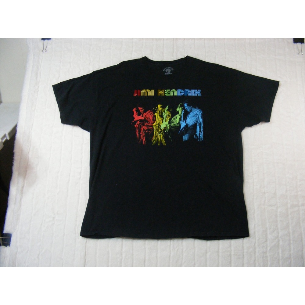 Authentic Hendrix Graphic Tee Mens 2XL Black Excellent Multi Color Rock Shirt